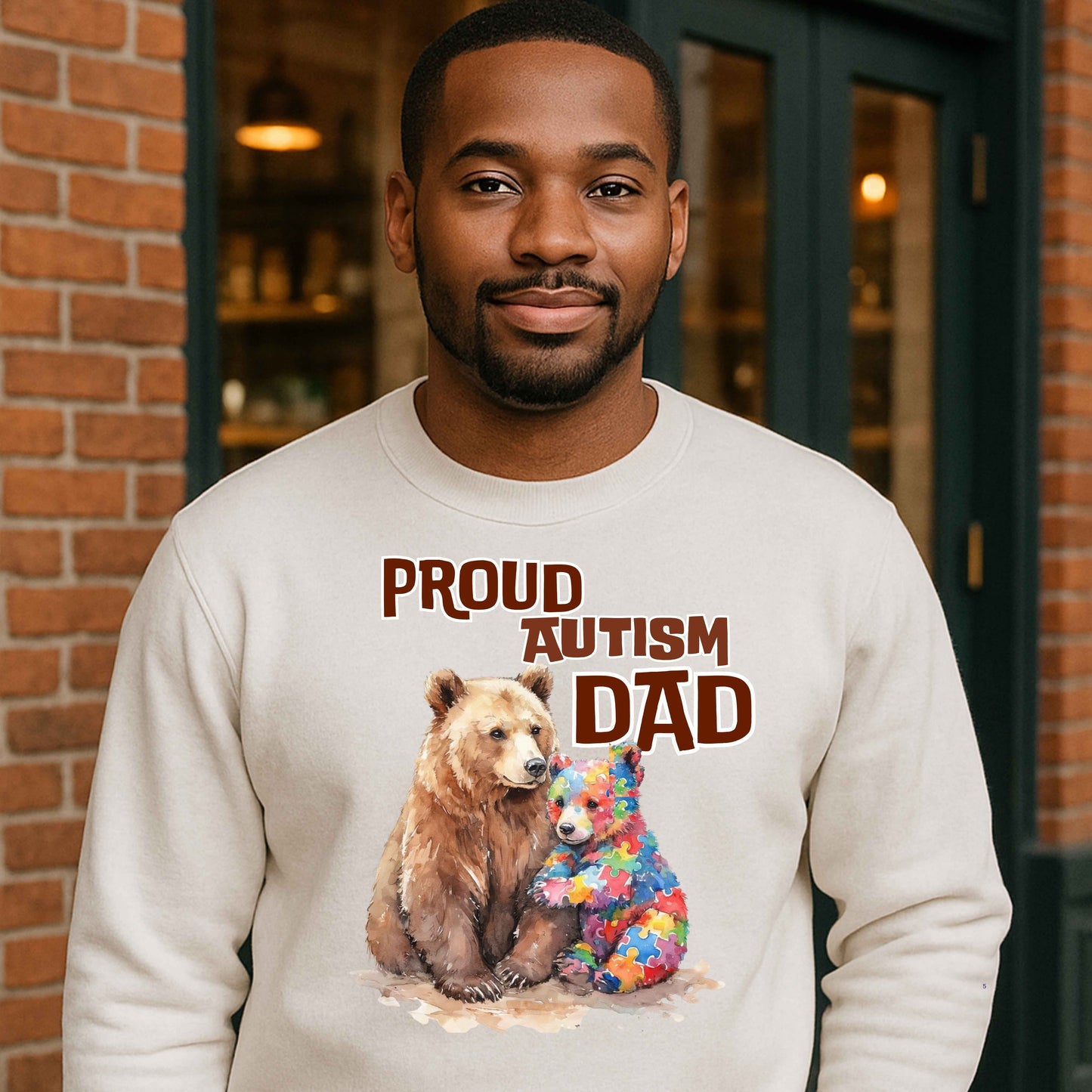 PROUD AUTISM DAD BEARS  Crewneck Pullover Sweatshirt