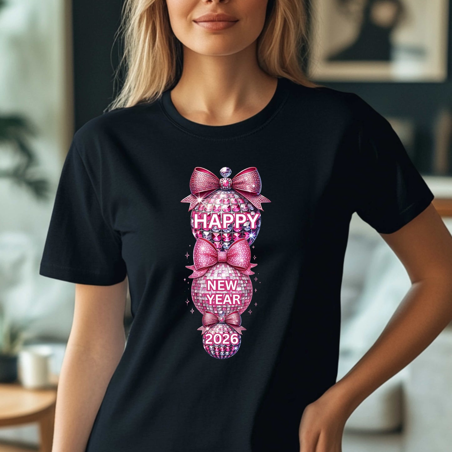 THREE PINK HAPPY NEW YEAR BALLS. T-Shirt