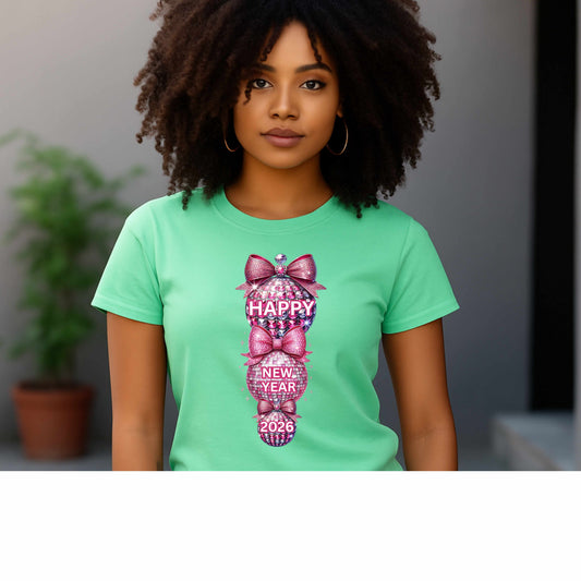 THREE PINK HAPPY NEW YEAR BALLS. T-Shirt