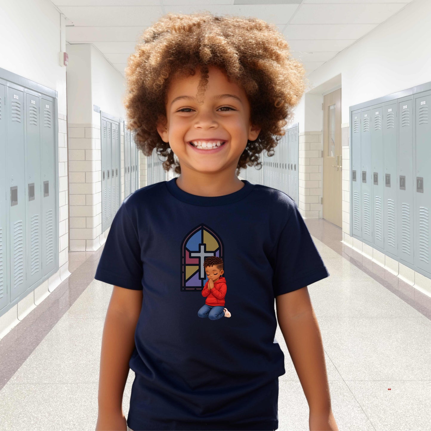 PRAYING AFRICAN AMERICAN BOY   Cotton T-Shirt