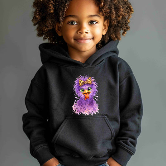 HAPPY CHICKEN WITH LEOPARD BOW  Youth Pullover Hoodie