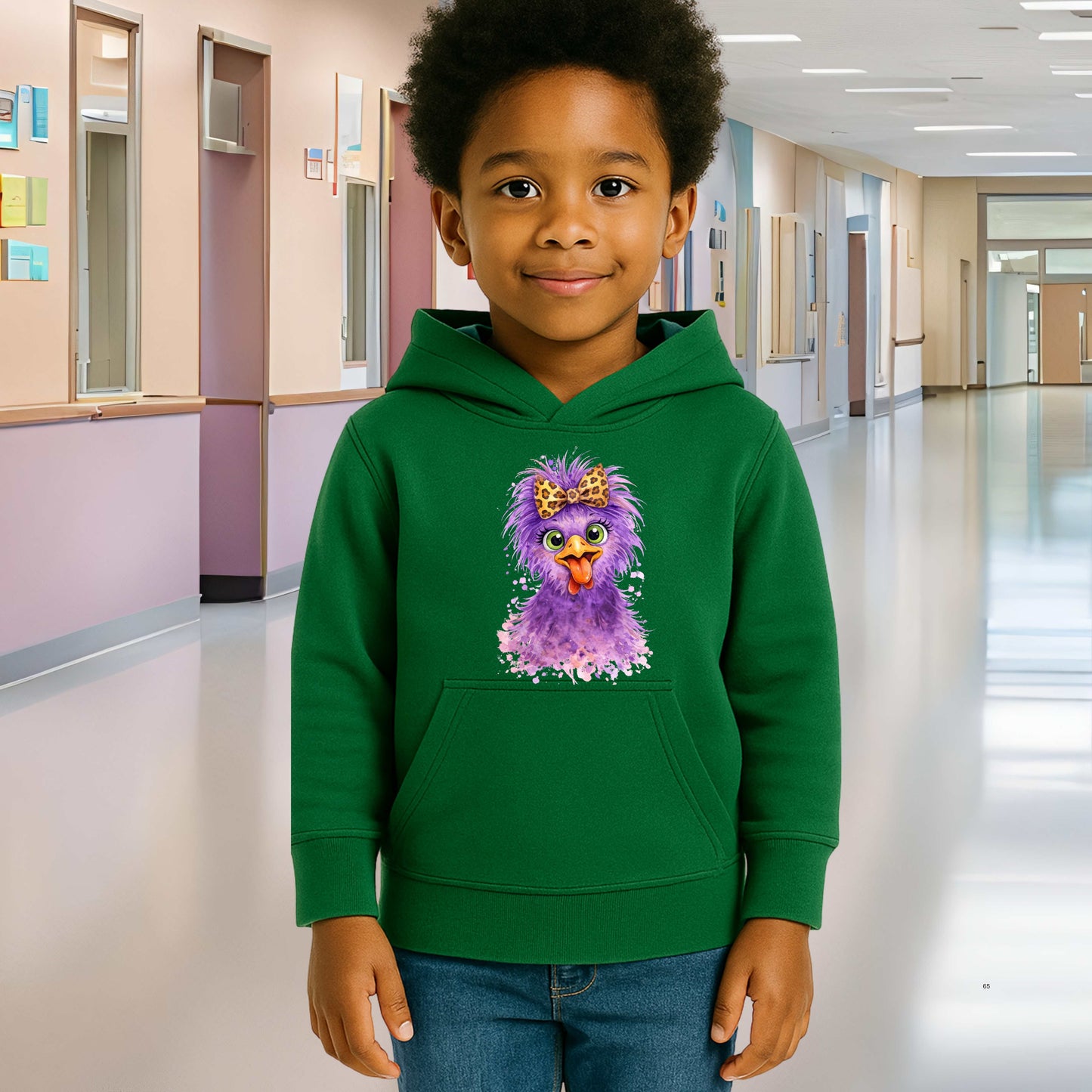 HAPPY CHICKEN WITH LEOPARD BOW  Youth Pullover Hoodie