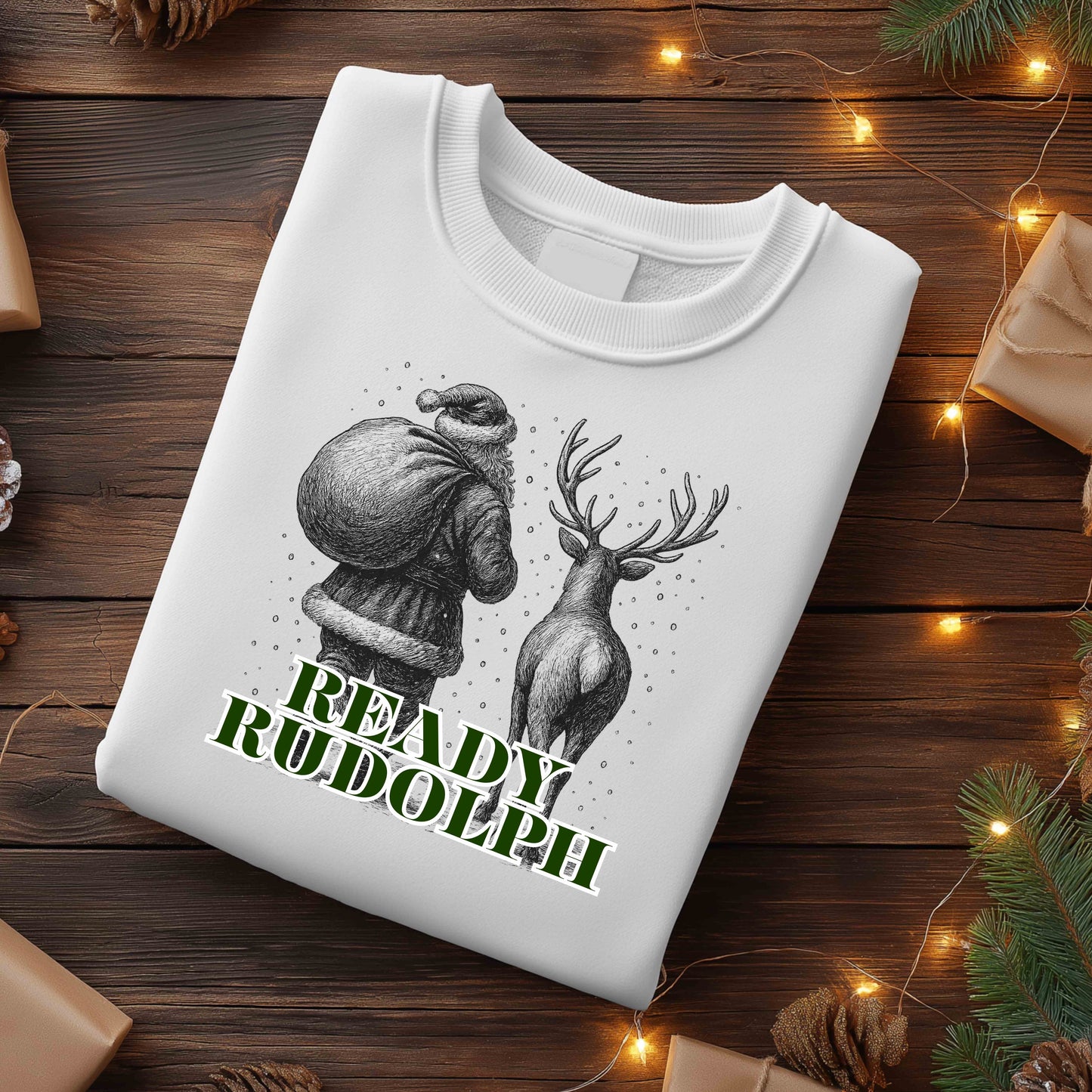 READY RUDOLPH SANTA AND RUDOLPH WALKING AWAY   Pullover Hoodie