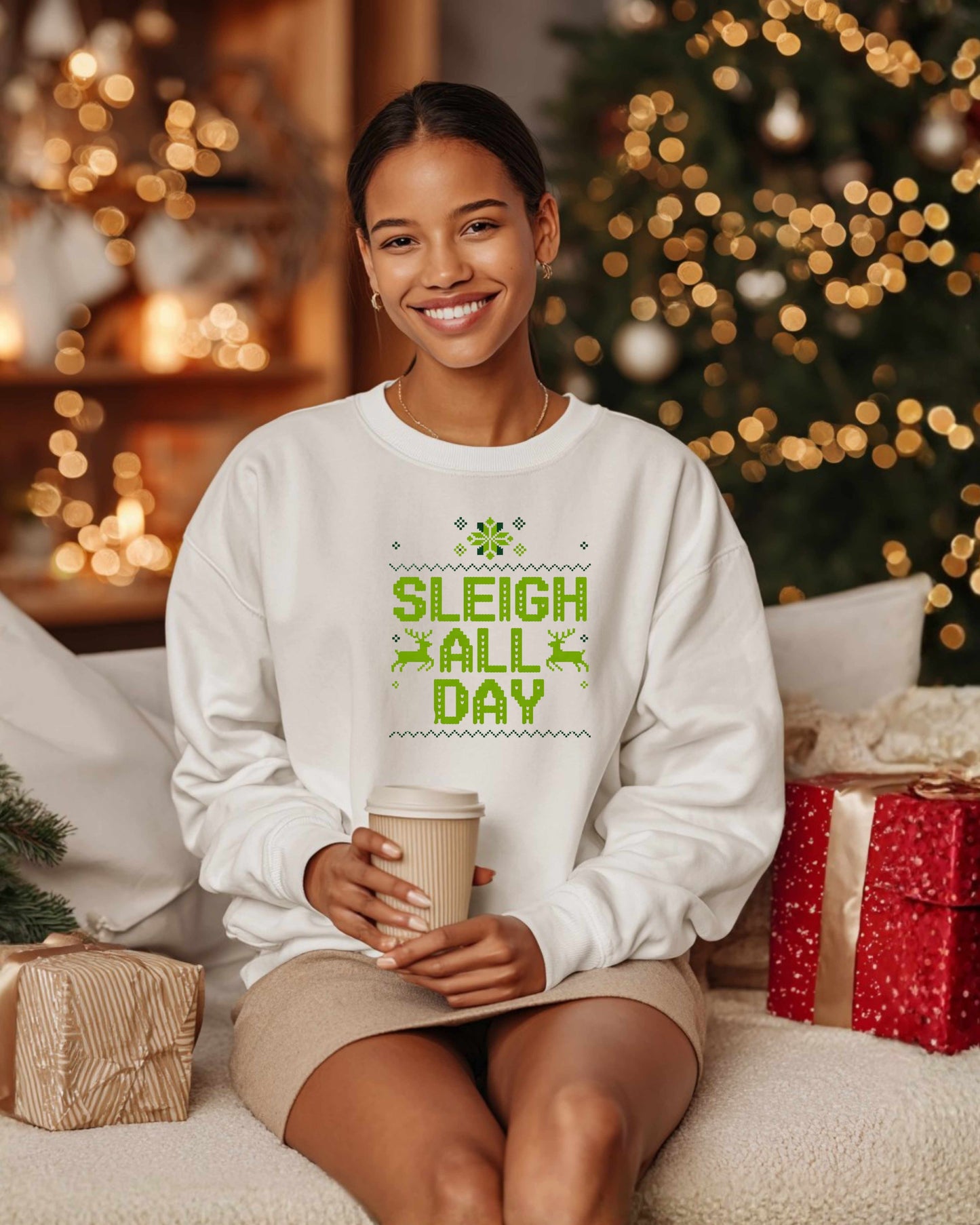 SLEIIGH ALL DAY  Crewneck Pullover Sweatshirt