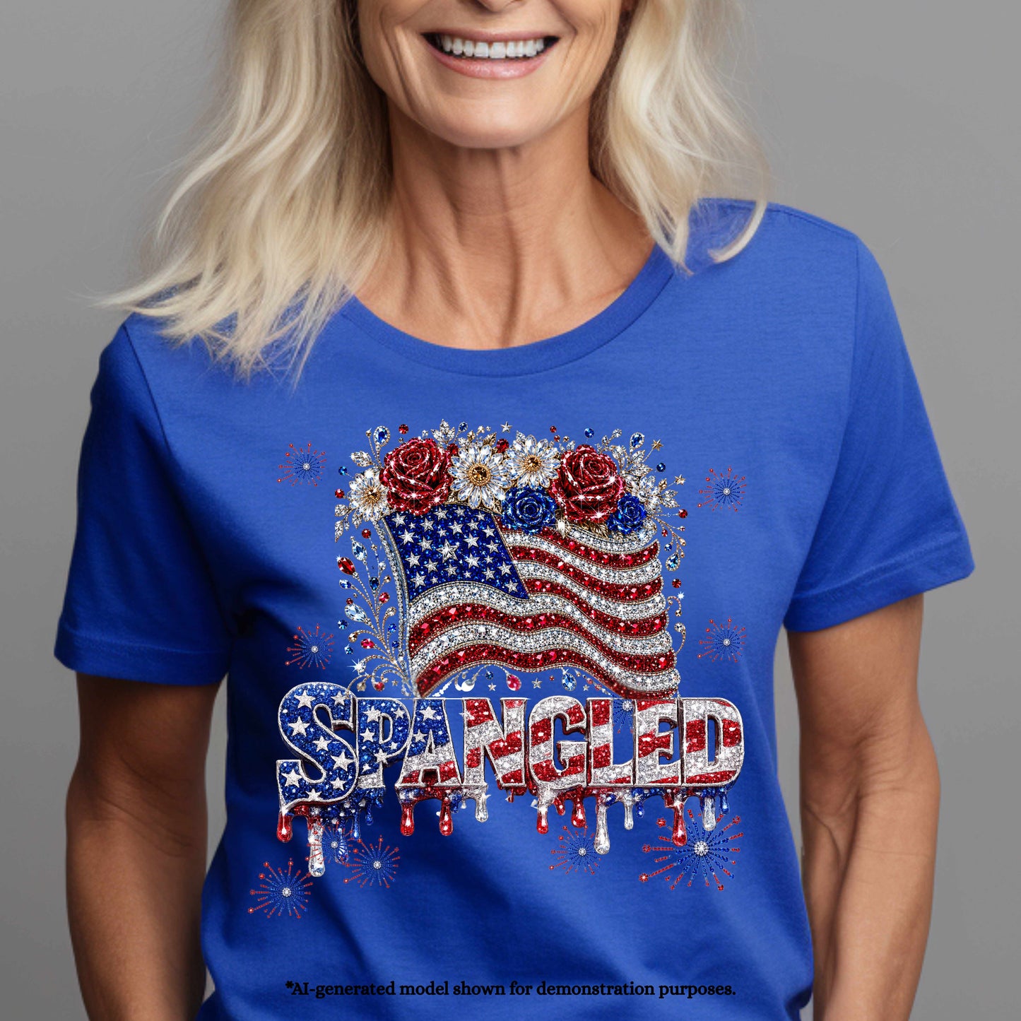 SPANGLED AMERICAN FLAG. T-Shirt