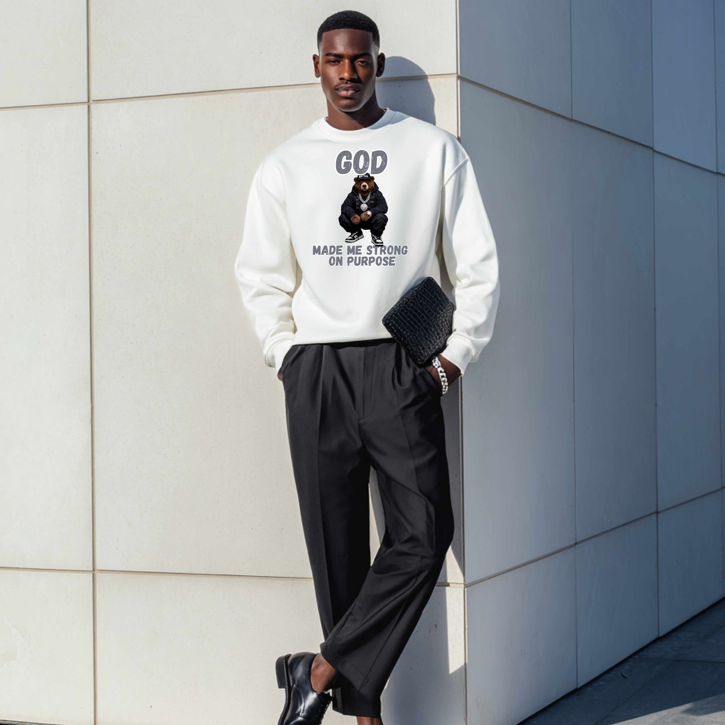 GOD MADE ME STRONG ON PURPOSE Crewneck Pullover Sweatshirt
