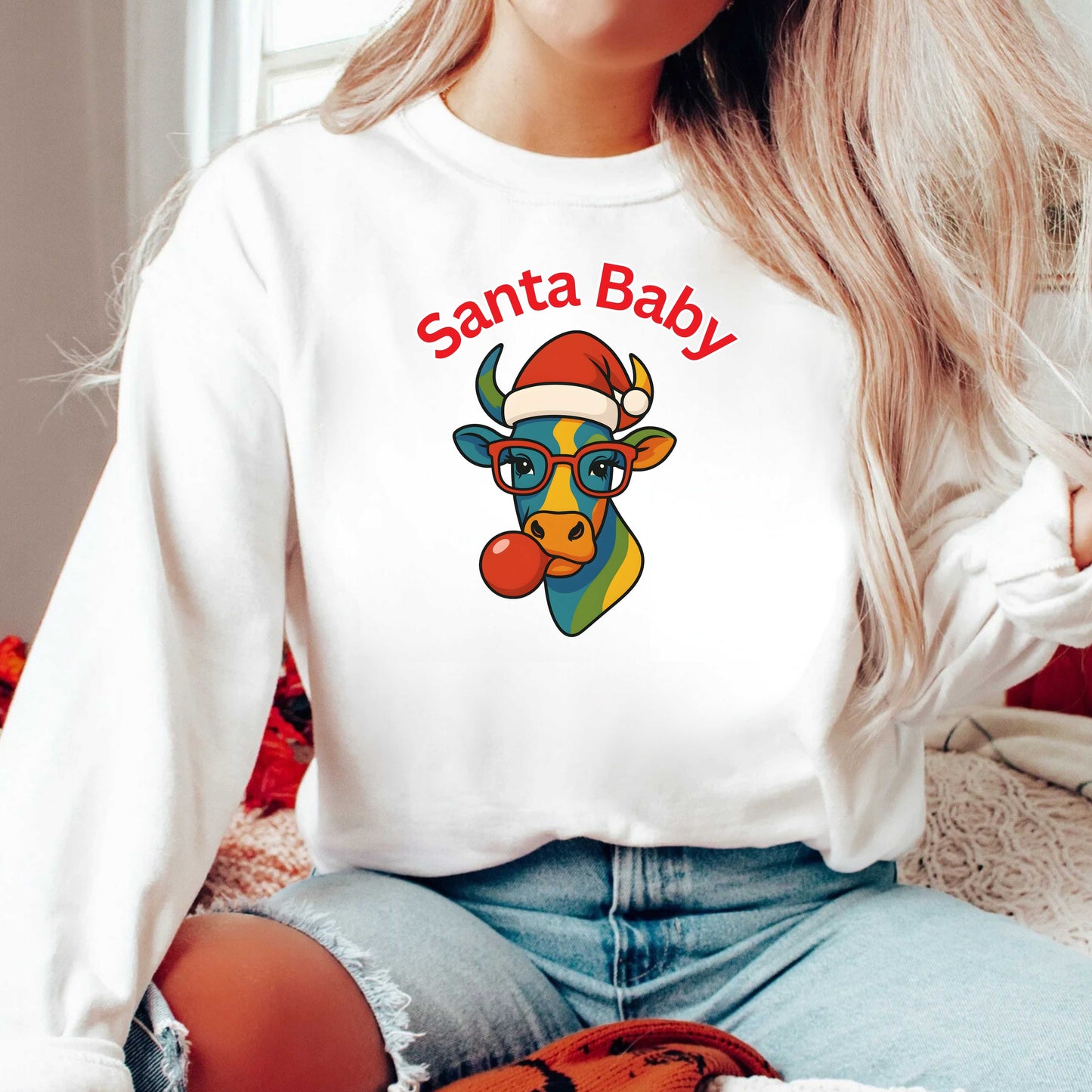 Santa Baby Cow Pullover Hoodie