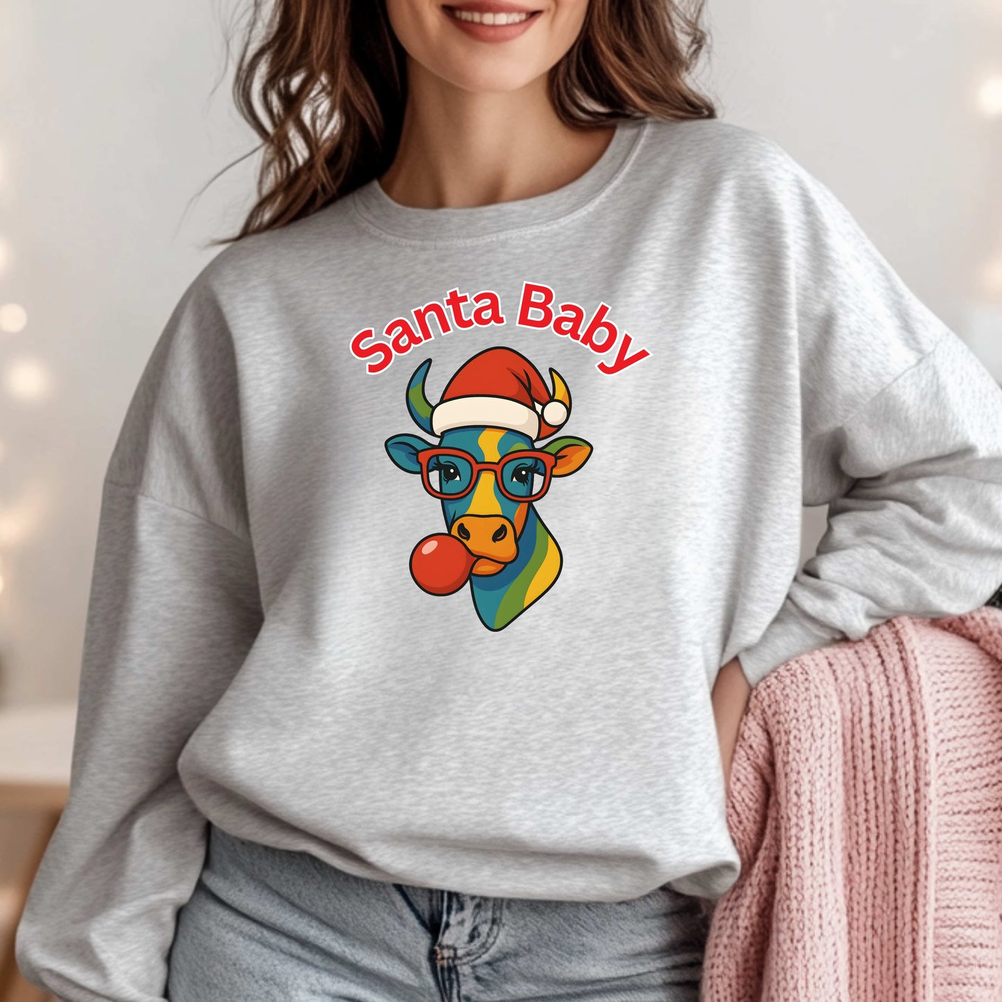 Santa Baby Cow Pullover Hoodie