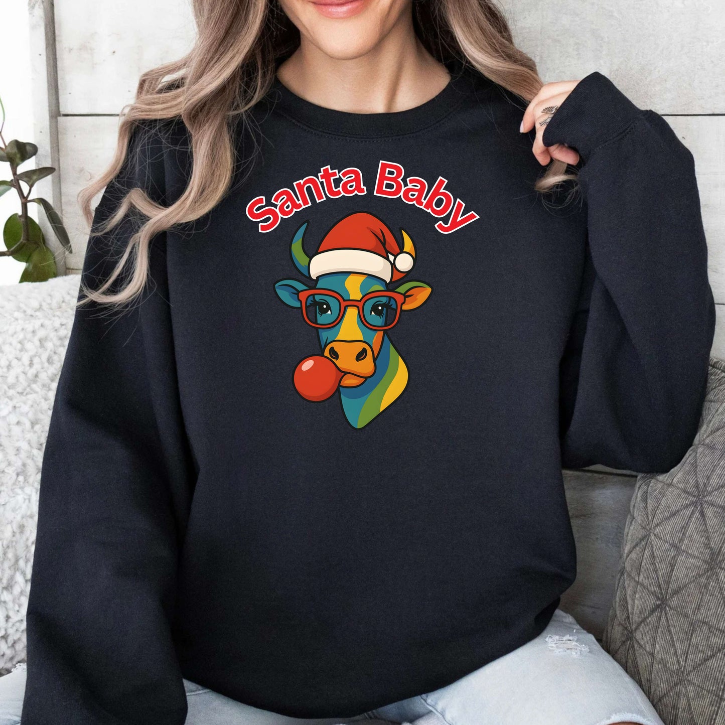 Santa Baby Cow Pullover Hoodie