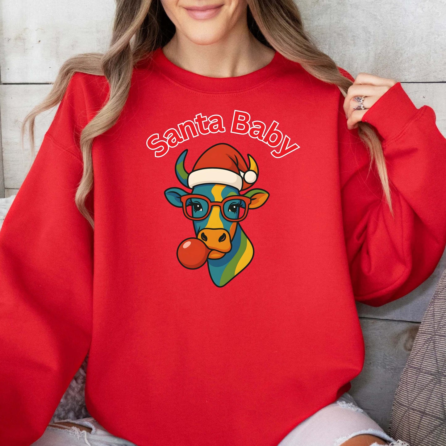 Santa Baby Cow Pullover Hoodie