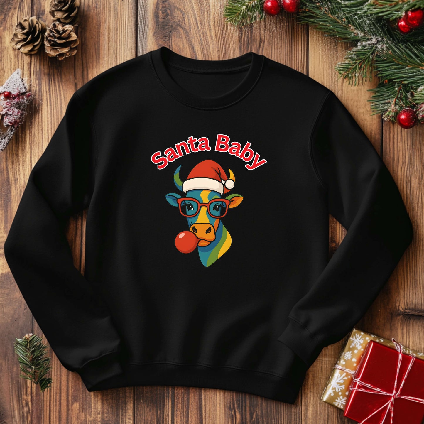 Santa Baby Cow Pullover Hoodie