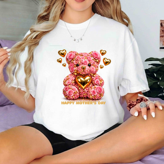 FLORAL TEDDY BEAR HOLDING A HEART. T-Shirt