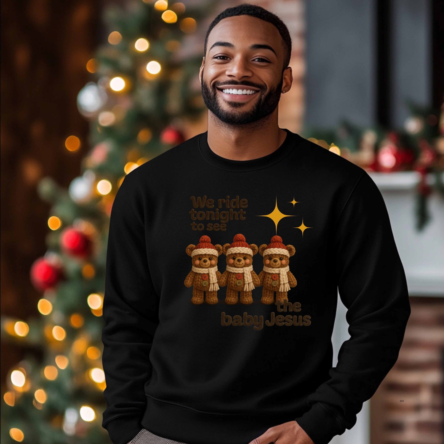 CROCHET  WE RIDE TONIGHT TO SEE THE BABY JESUS THREE BEARS  Pullover Hoodie