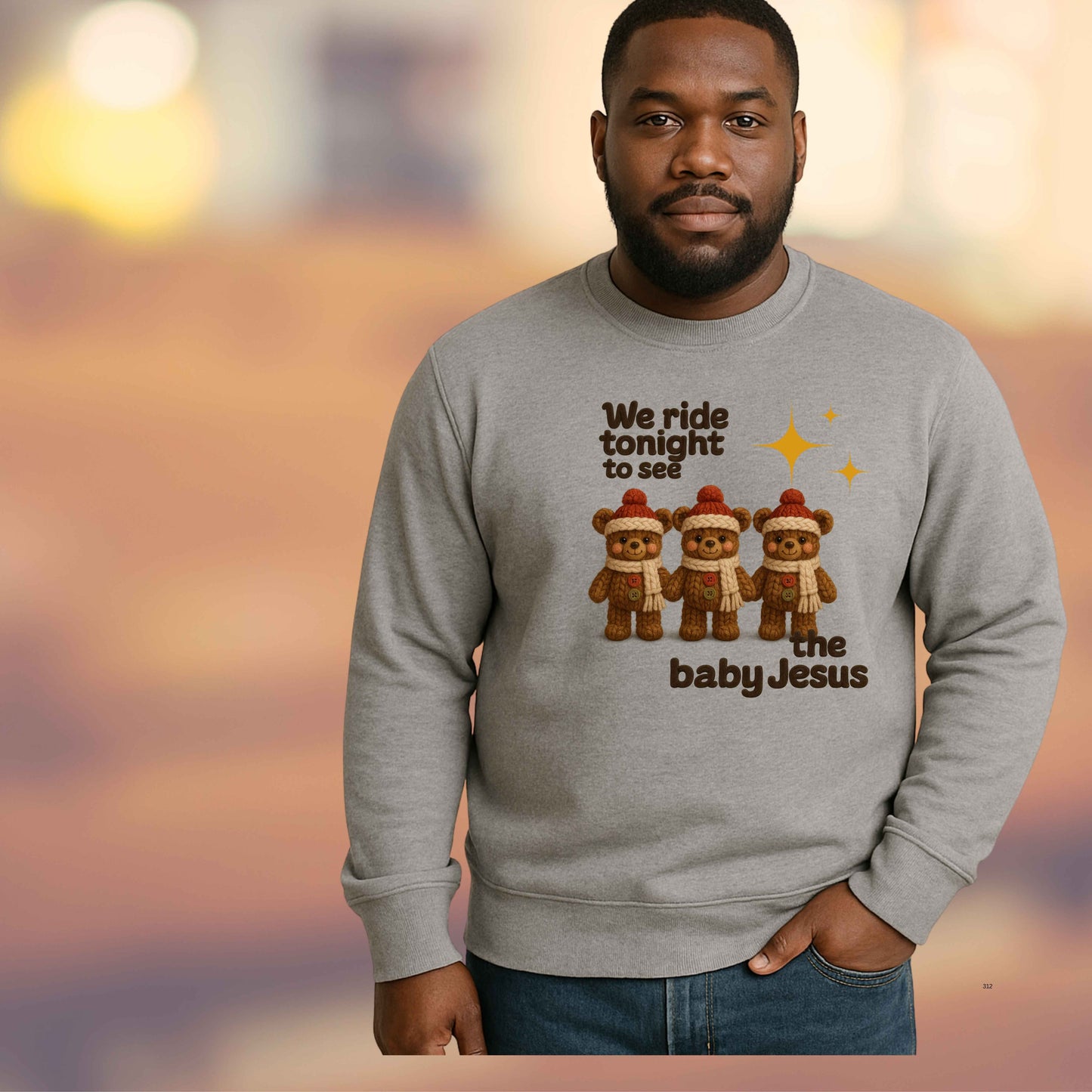 CROCHET  WE RIDE TONIGHT TO SEE THE BABY JESUS THREE BEARS  Pullover Hoodie