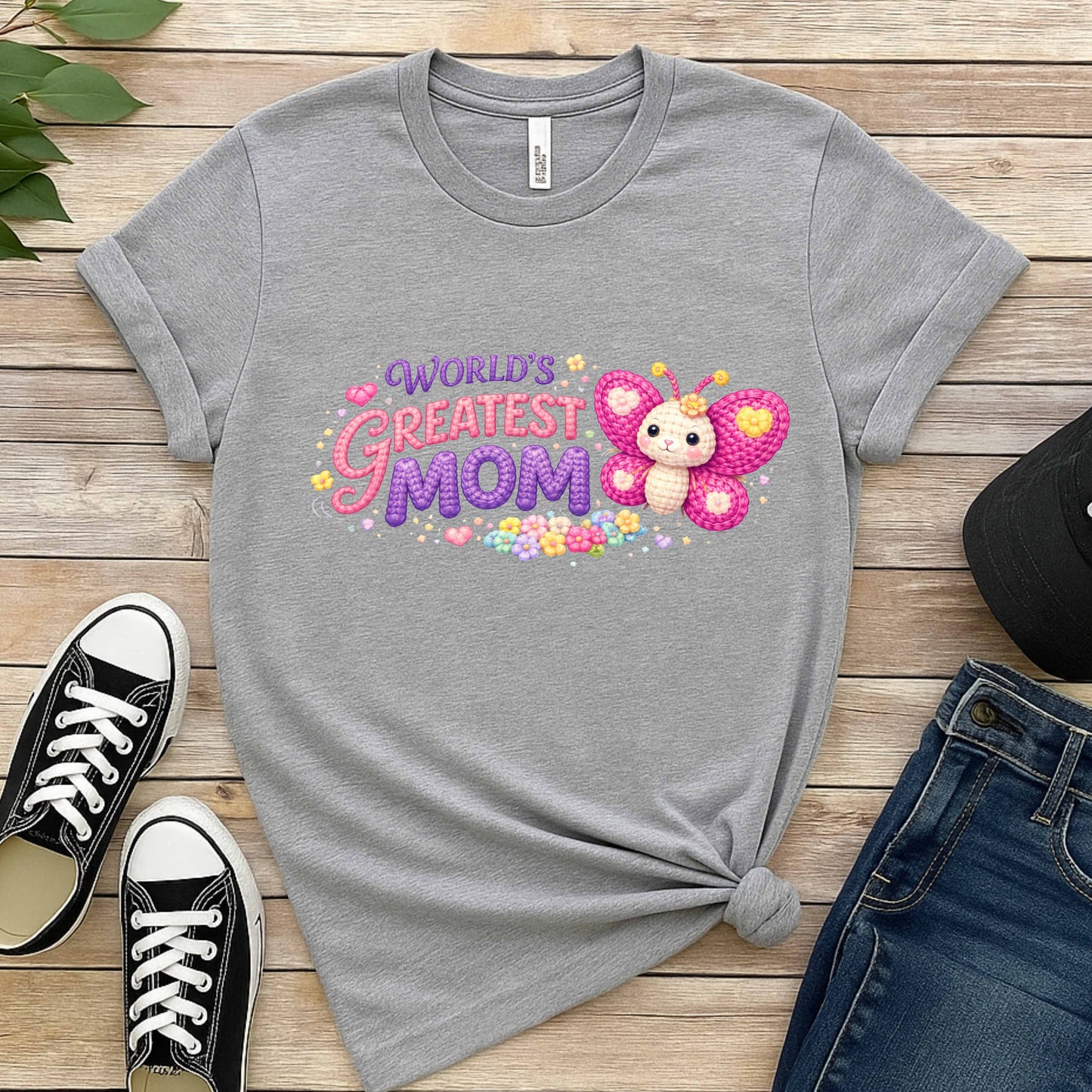 Faux crochet world's greatest mom. T-Shirt