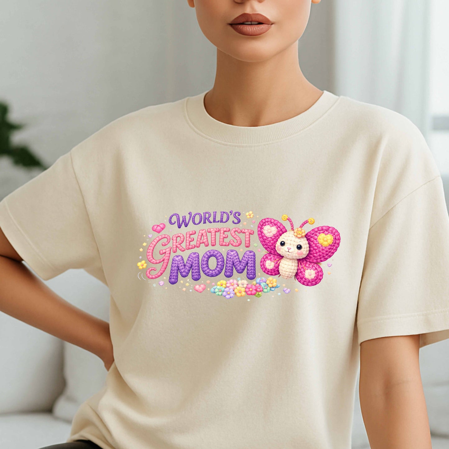 Faux crochet world's greatest mom. T-Shirt