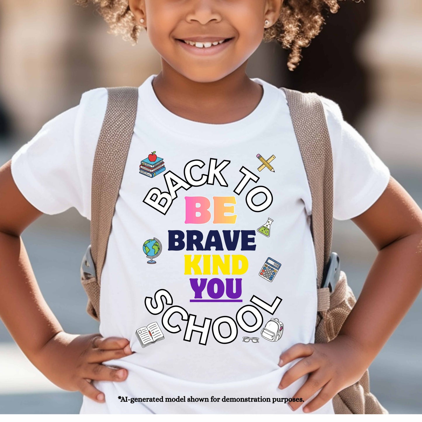 back to school be brave, kind, you.  100% Cotton T-Shirt