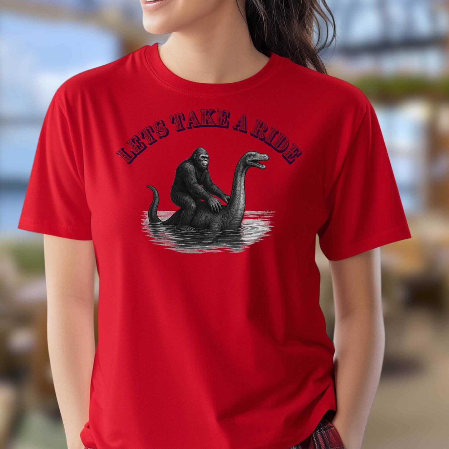 lets take a ride, bigfoot and locnest monster. T-Shirt