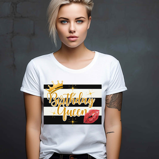 striped queen with lips and crown. T-Shirt
