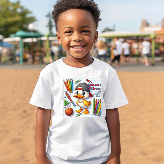 Duck with school supplies. school vibes. 100% Cotton T-Shirt
