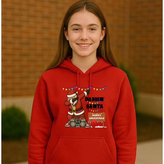 Caucasian dabbin Santa   Youth Pullover Hoodie