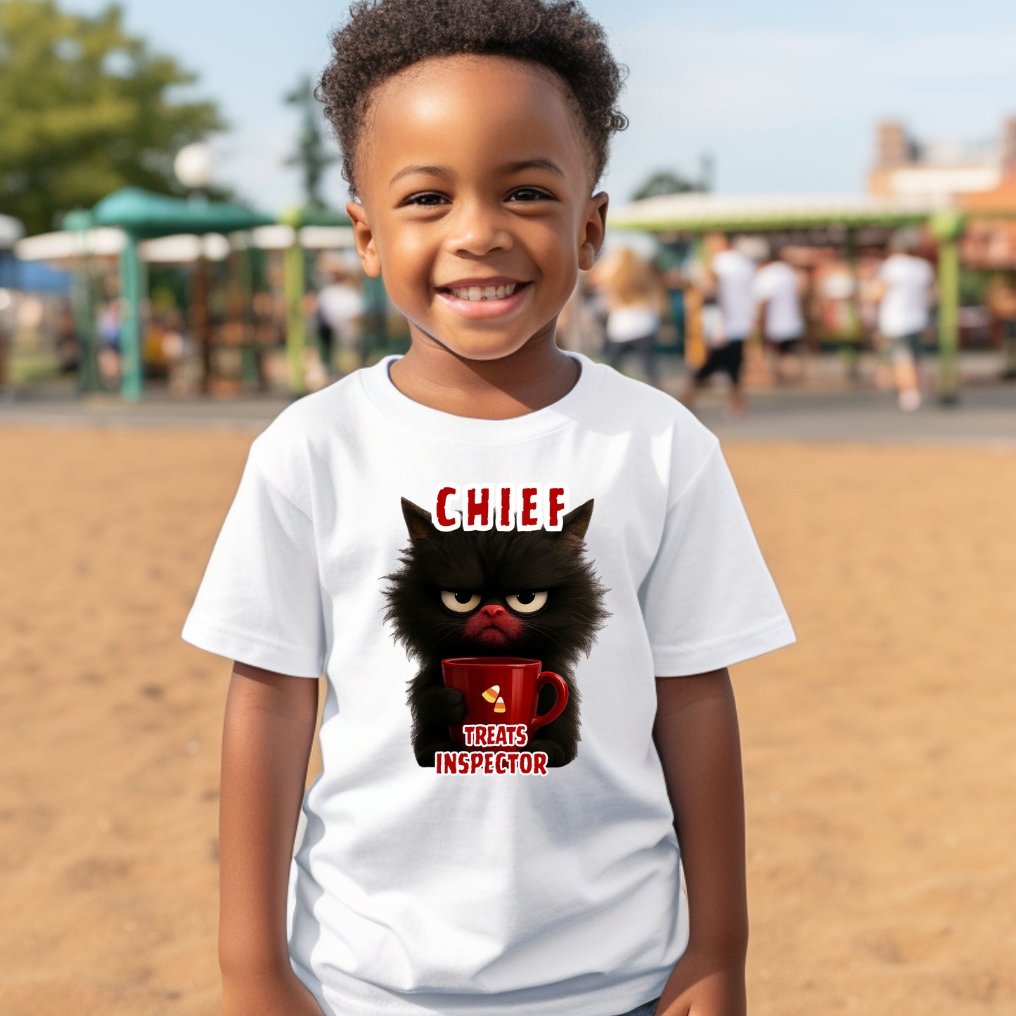 Chief treat inspector black cat. Halloween   Cotton T-Shirt