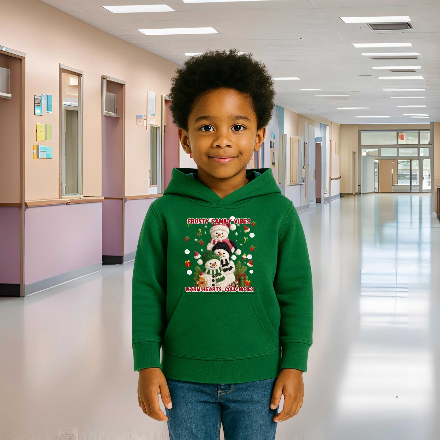 frosty family vibes   Youth Pullover Hoodie