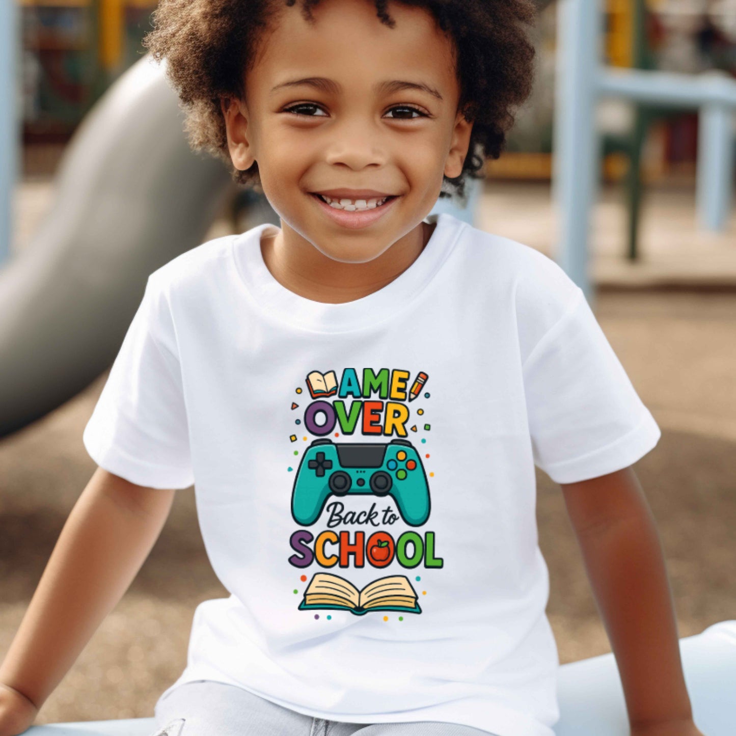 Game over back to school. funny  100% Cotton T-Shirt
