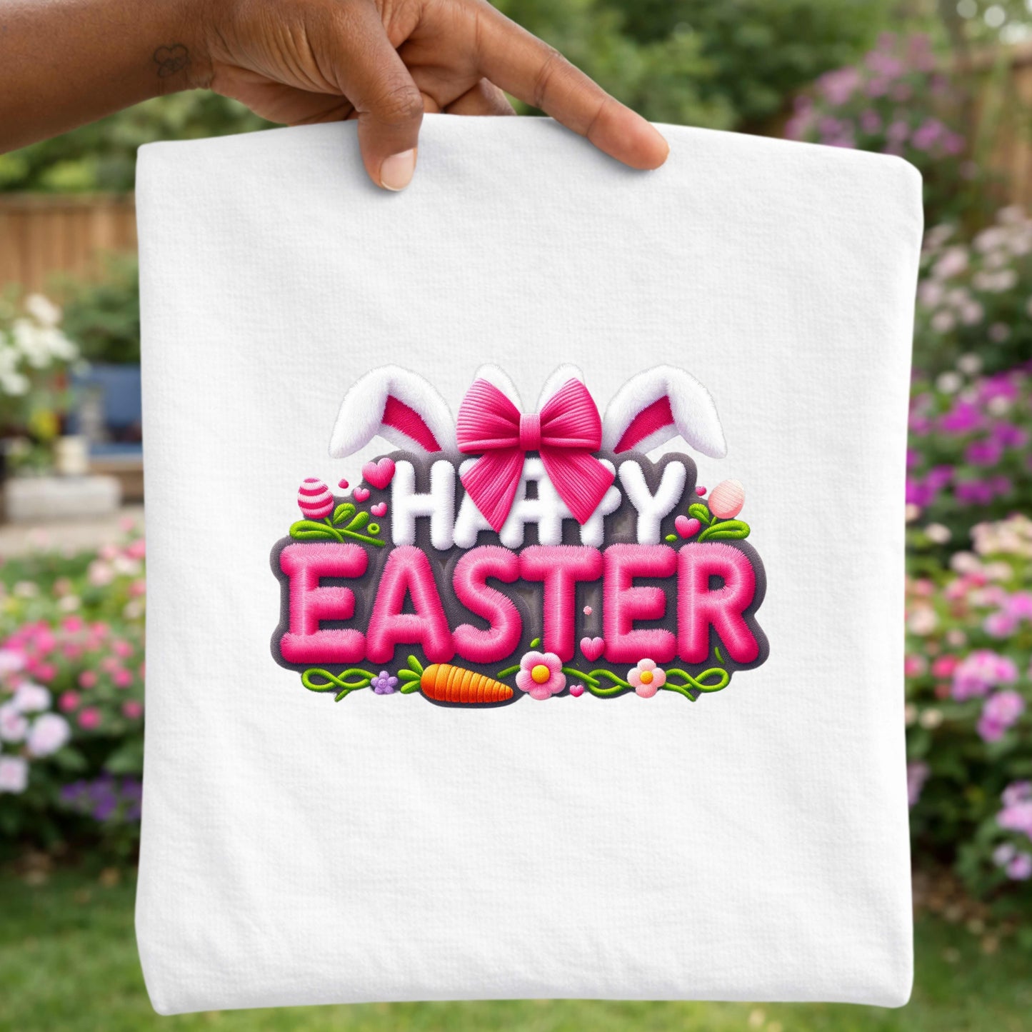 EASTER BUNNY EARS WITH GRAY BACKGROUND. T-Shirt