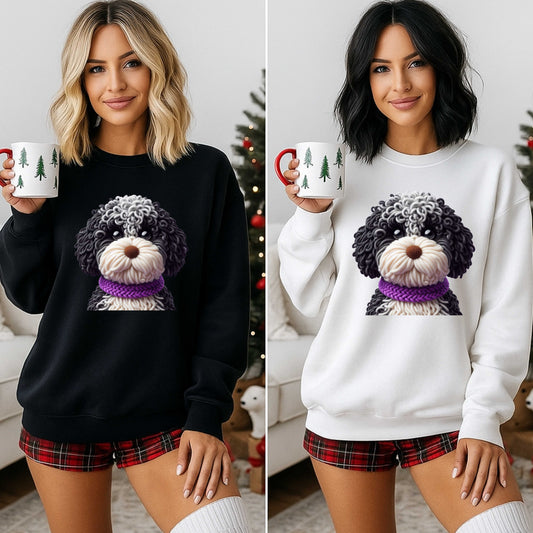 BLACK AND WHITE YARN LIKE PUPPY  Pullover Hoodie