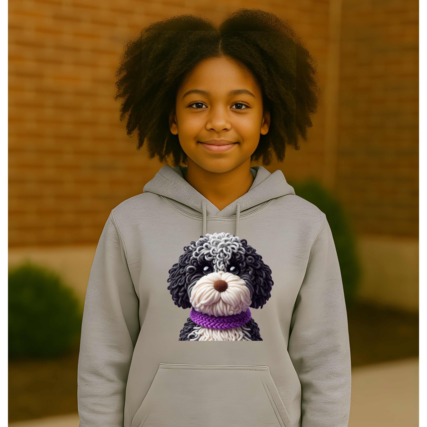 BLACK AND WHITE YARN LIKE PUPPY  Pullover Hoodie