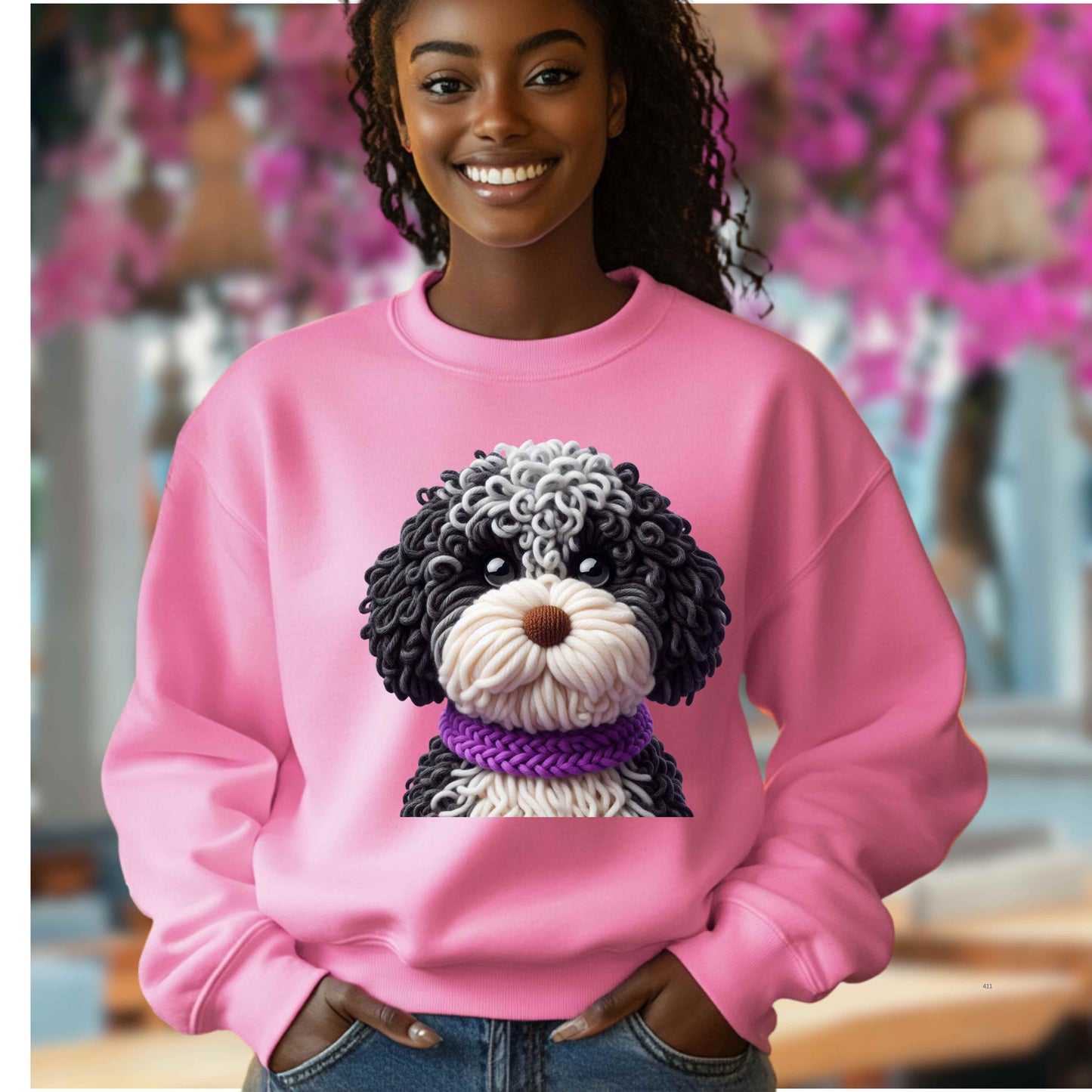 BLACK AND WHITE YARN LIKE PUPPY  Pullover Hoodie