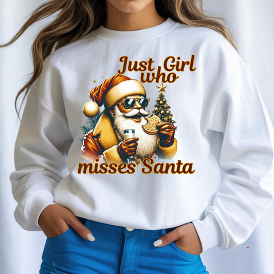 just a girl who misses Santa   Crewneck Pullover Sweatshirt