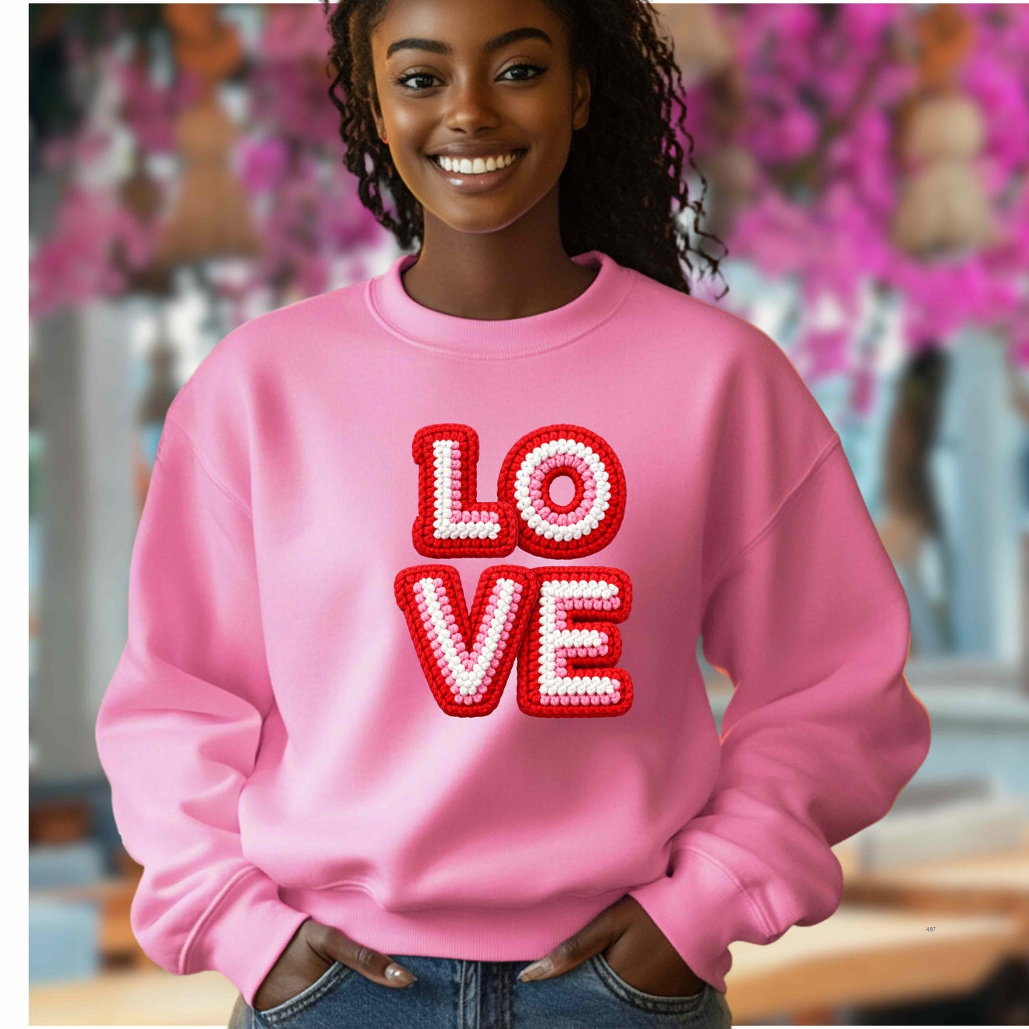crochet love   Crewneck Pullover Sweatshirt