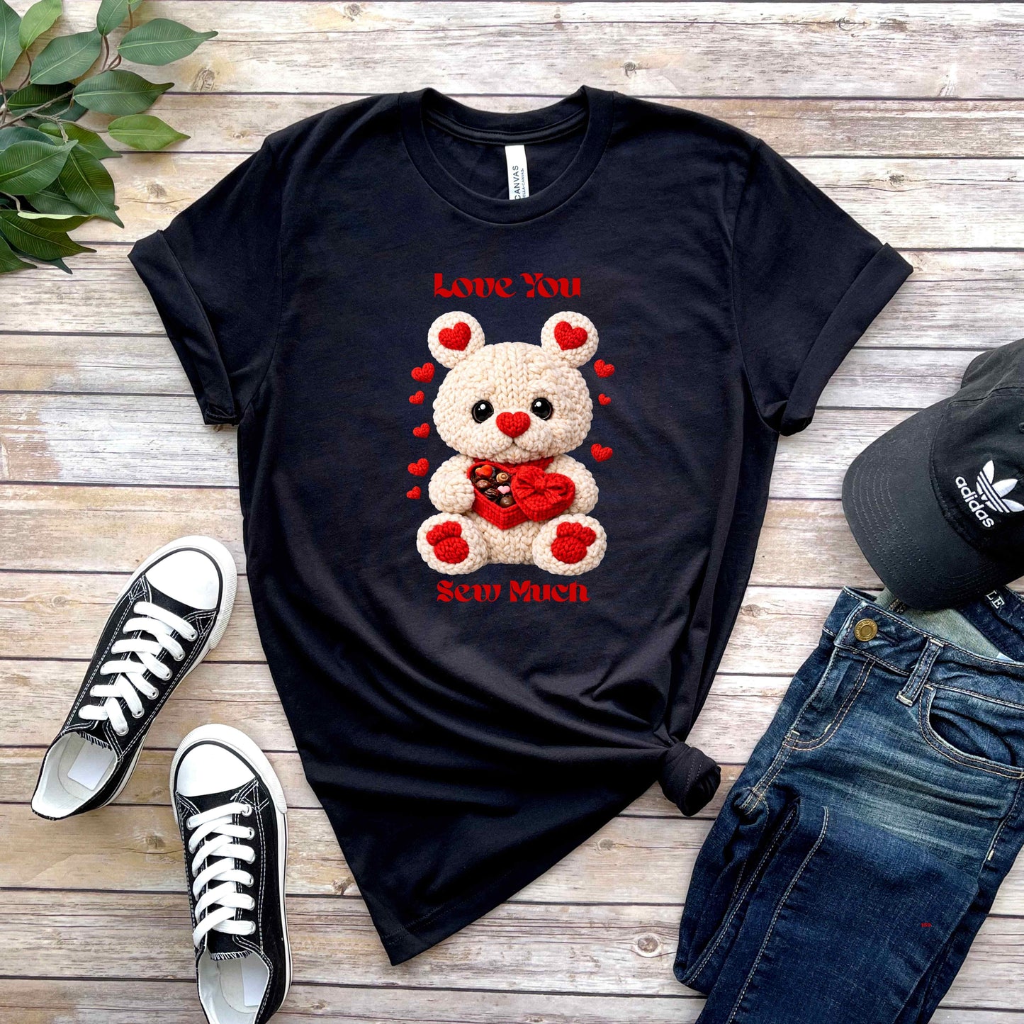 faux crochet teddy bear love you sew ,much  . T-Shirt