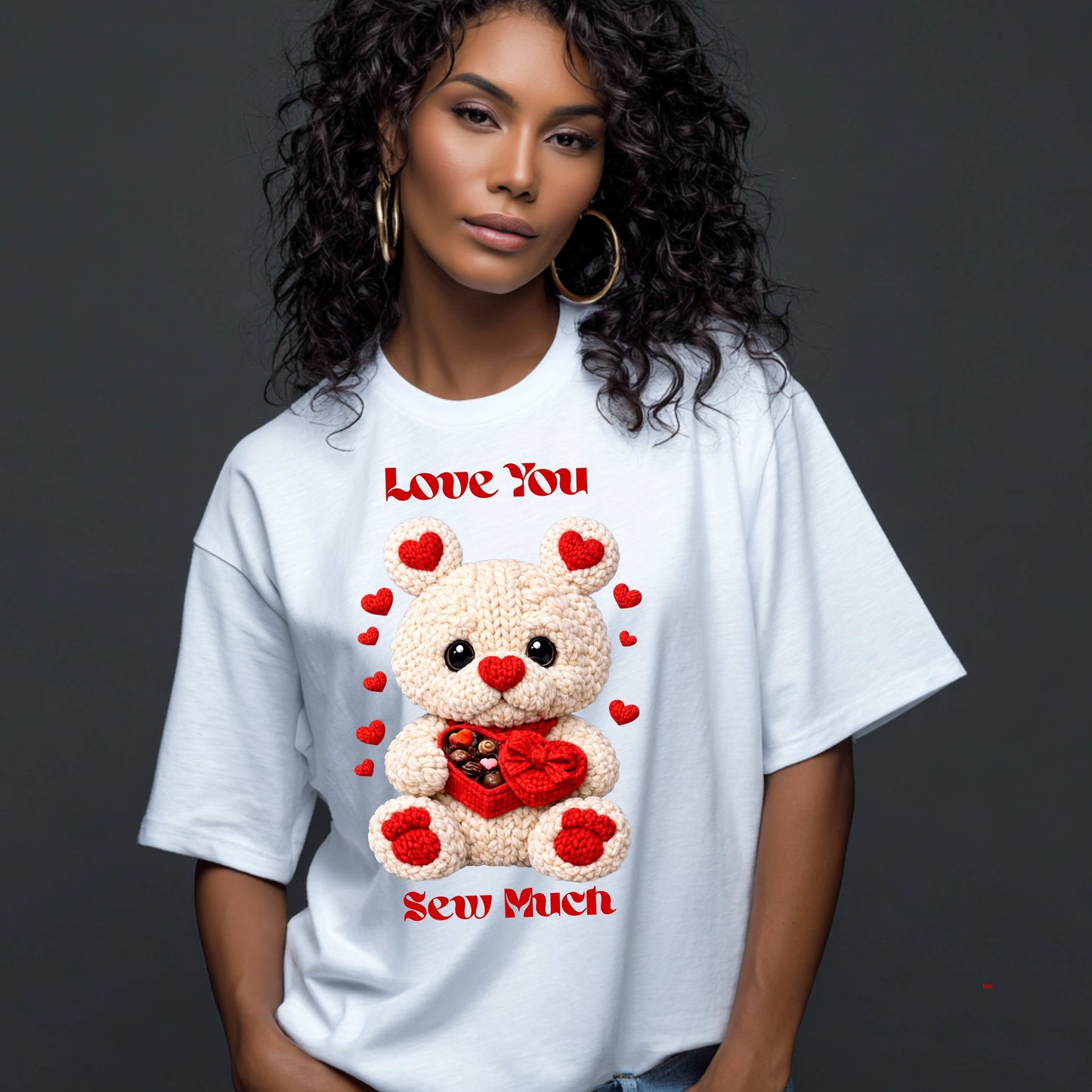 faux crochet teddy bear love you sew ,much  . T-Shirt