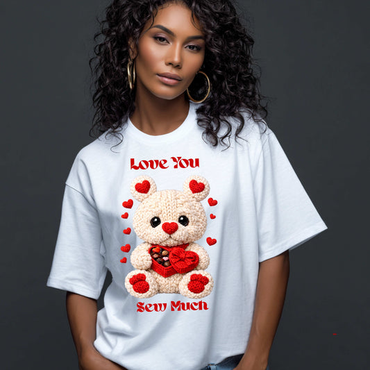 faux crochet teddy bear love you sew ,much  . T-Shirt
