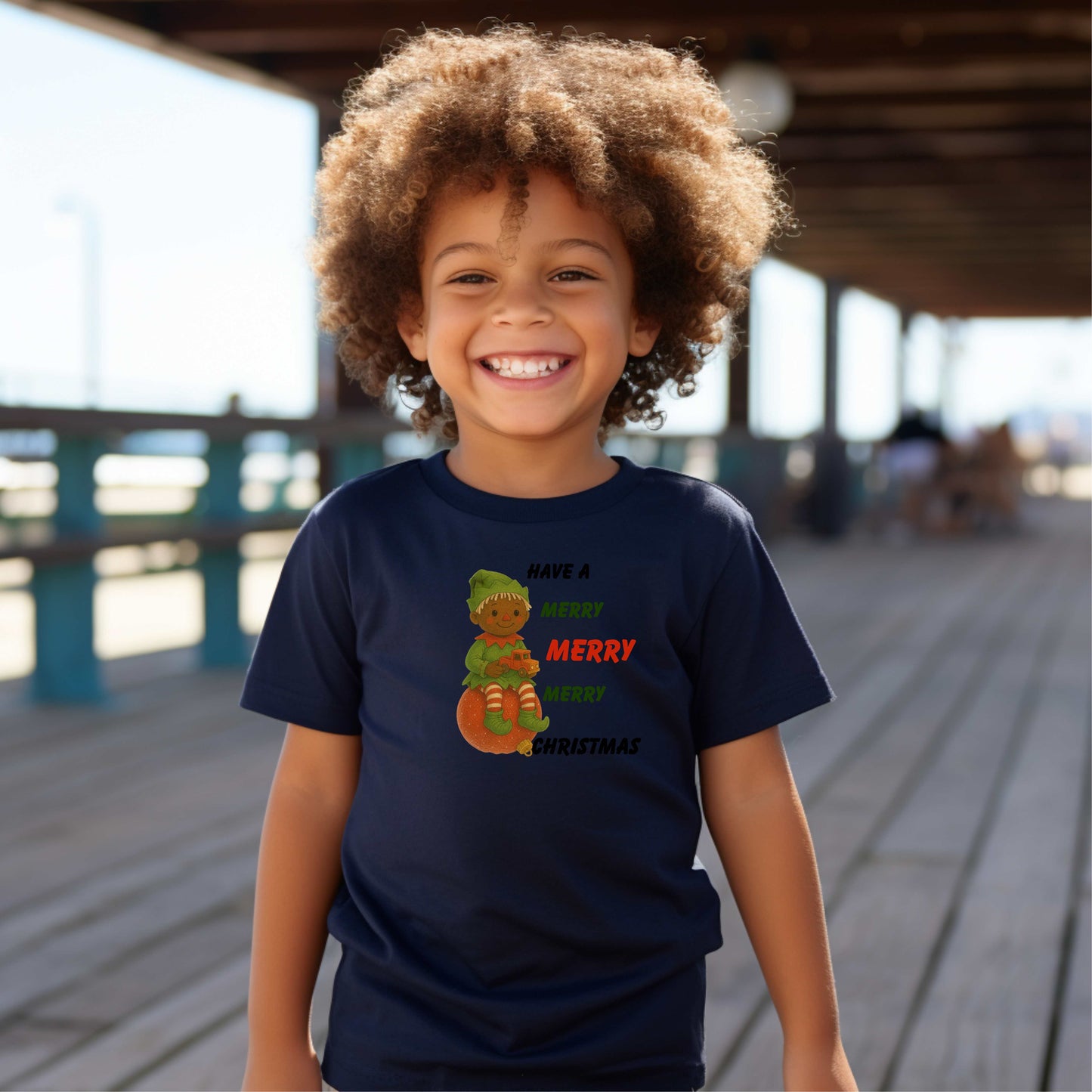 ELF HAVE A MERRTY, MERRY, MERRY CHRISTMAS  Youth LS T-Shirt
