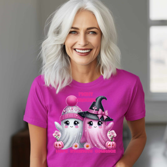 two ghost fight cancer, Hope,strenght anc courage. breast cancer awarness and z. T-Shirt