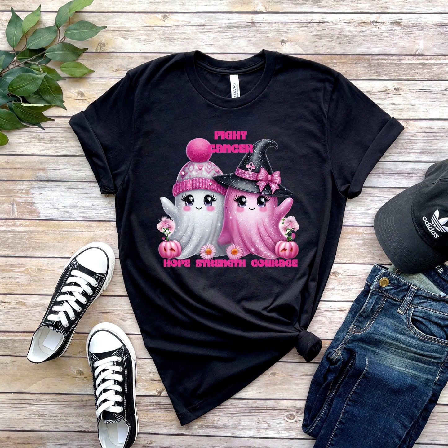 two ghost fight cancer, Hope,strenght anc courage. breast cancer awarness and z. T-Shirt