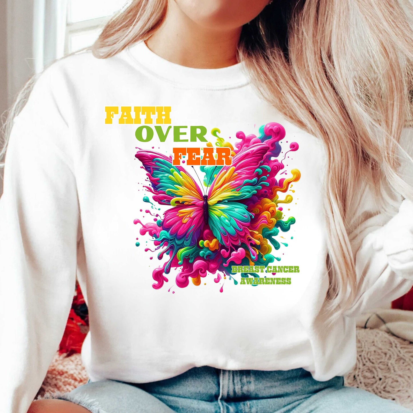 Faith over fear. breast cancer.   Pullover Hoodie
