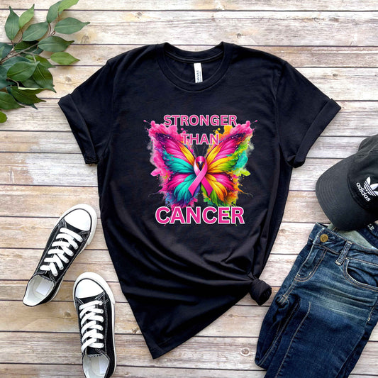 Stronger than cancer.  Breast cancer awareness.   T-Shirt