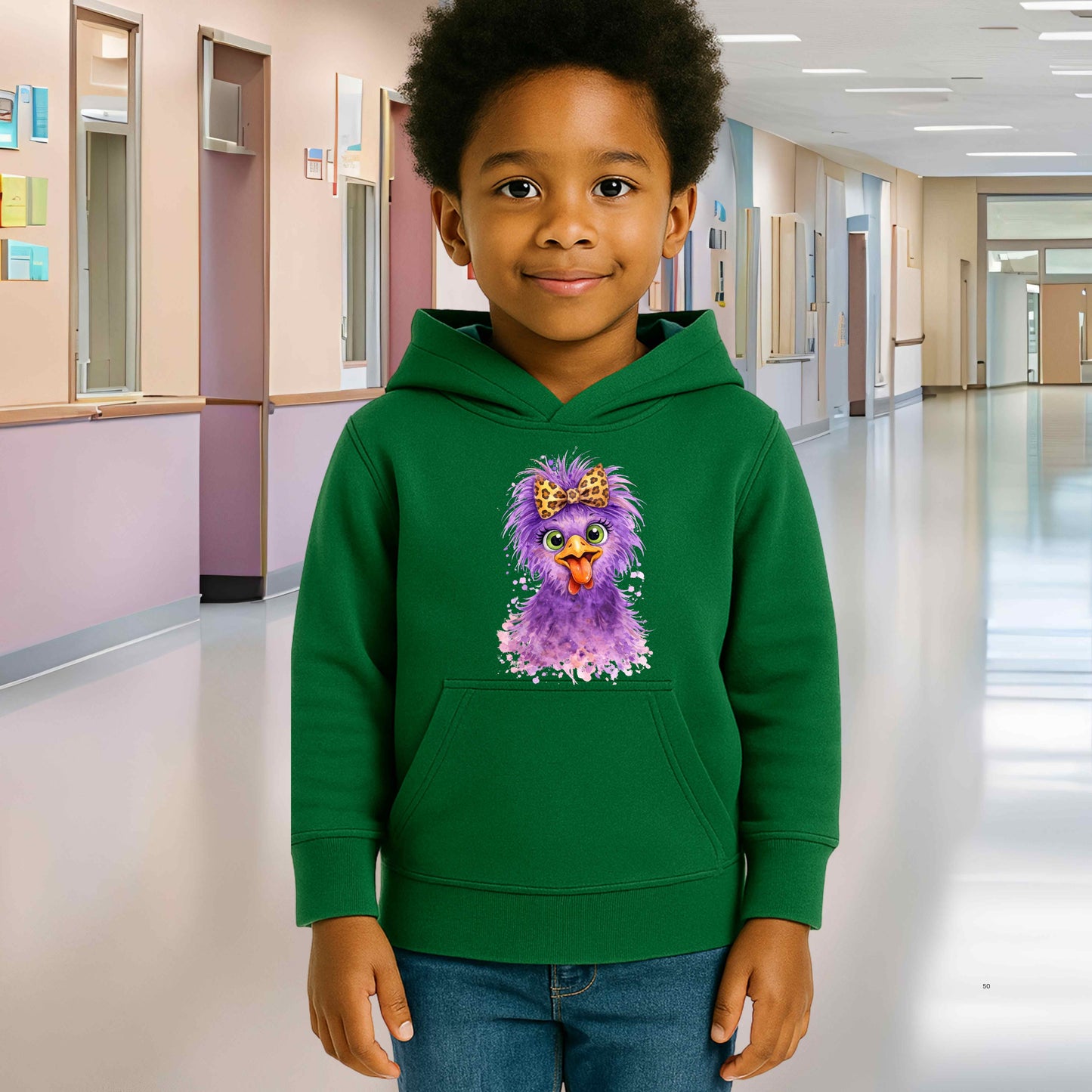purple chicken with leopard bow Youth Pullover Hoodie