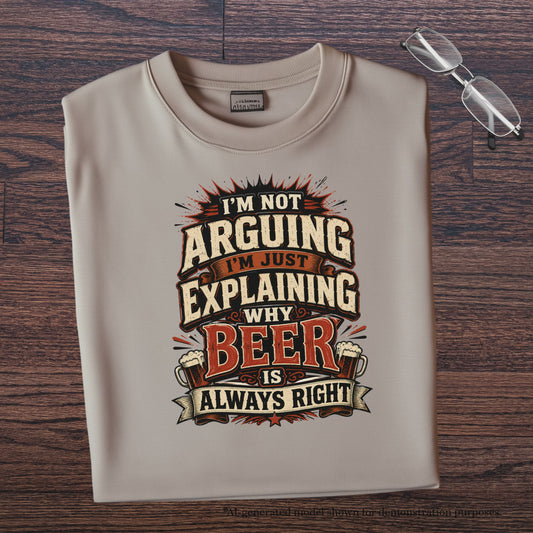I'M  NOT ARGUING  I'M JUST EXPLAINING WHY BEER IS ALWAYS RIGHT. T-Shirt