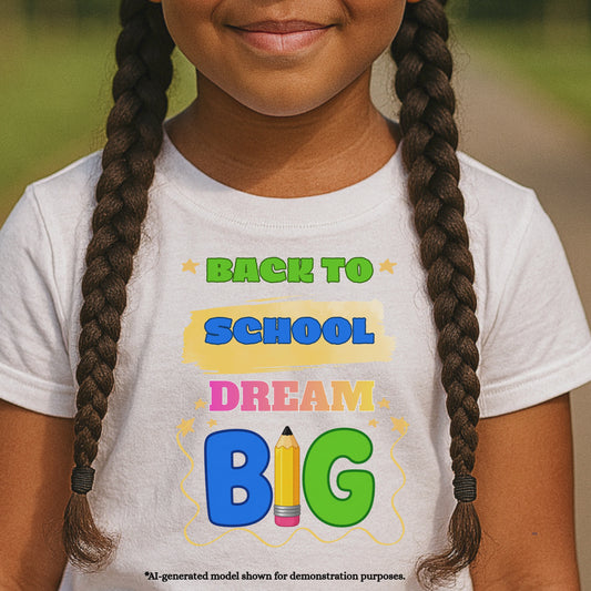 BACK TO SCHOOL DREAM BIG.  100% Cotton T-Shirt