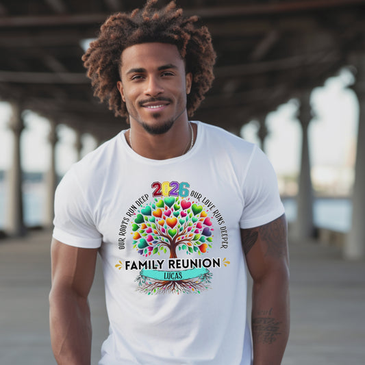 CUTOMIZABLE FAMILY REUINON COLORFUL TREE SHIRT  . T-Shirt