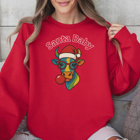 Santa Baby Cow Pullover Hoodie