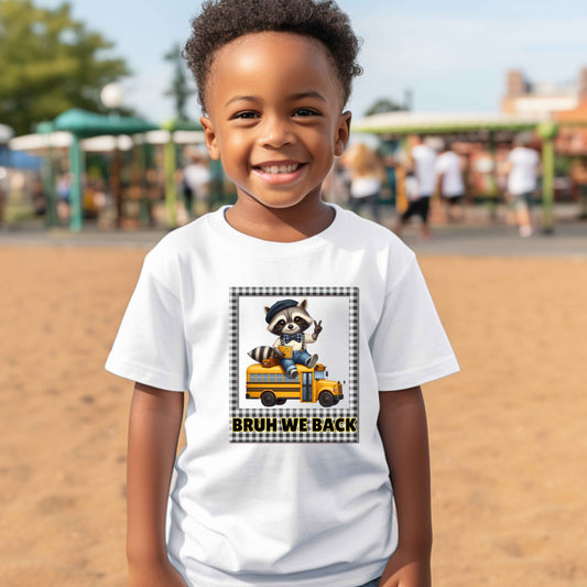 Racoon on bus, Bruh we back 100% Cotton T-Shirt
