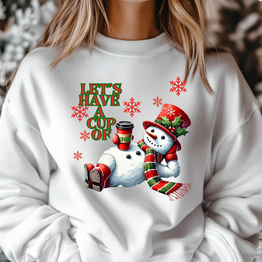 Snowman let's have a cup of joe.  Christmas-Shirt
