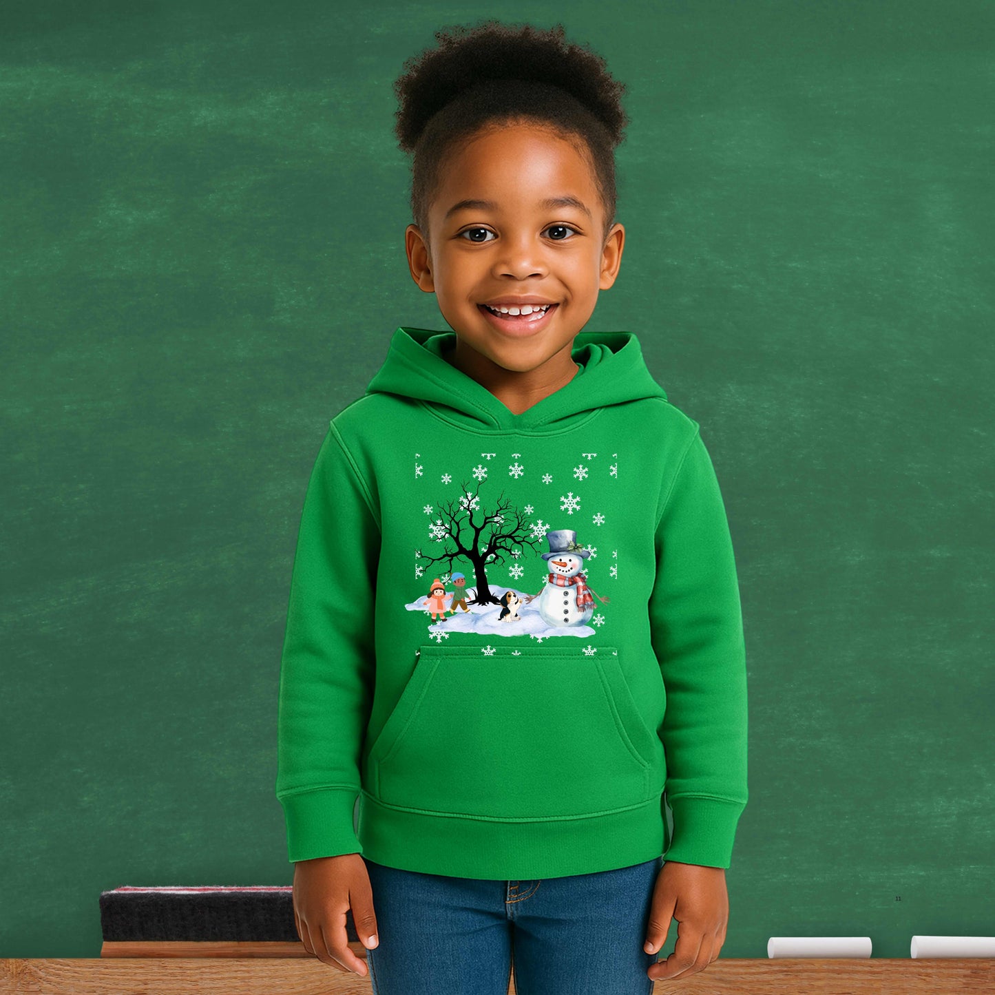 frosty, kids, dog and snow   Youth Pullover Hoodie